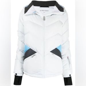 Perfect Moment Womens Ski Jacket Apres Duvet Cool Blue Medium Waterproof Down